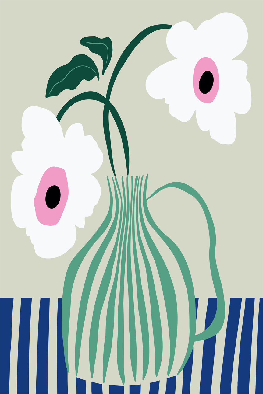 wall-art-print-canvas-poster-framed-Floral Pottery Delight , By Miho Art Studio , By Miho Art Studio-1