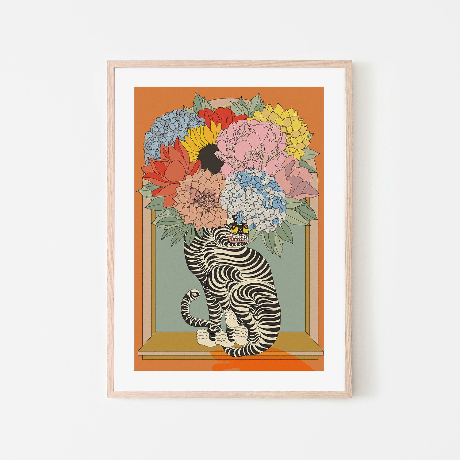 wall-art-print-canvas-poster-framed-Floral Tiger Vase-6