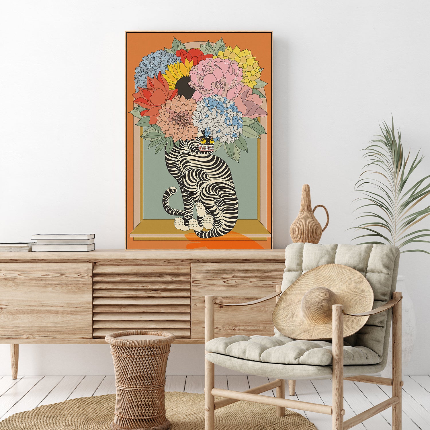 wall-art-print-canvas-poster-framed-Floral Tiger Vase-7