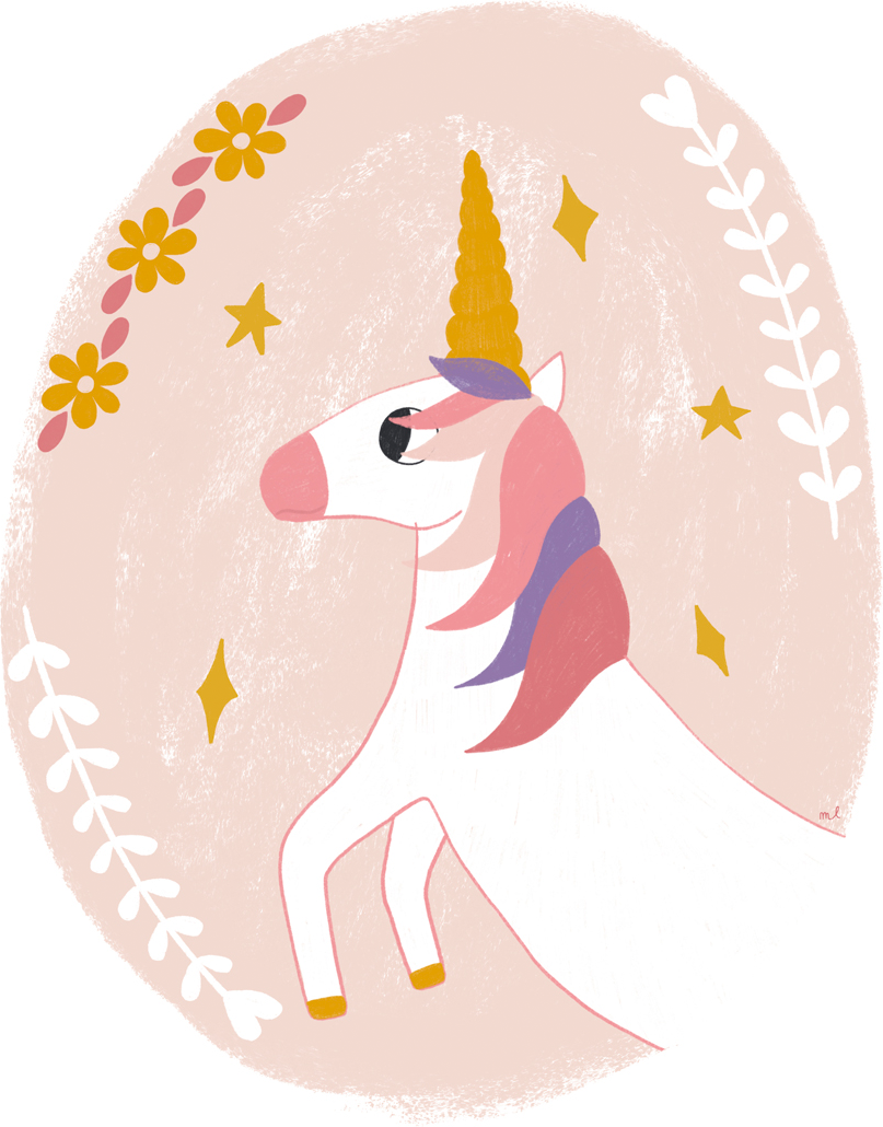 wall-art-print-canvas-poster-framed-Floral Unicorn , By Menina Lisboa-1