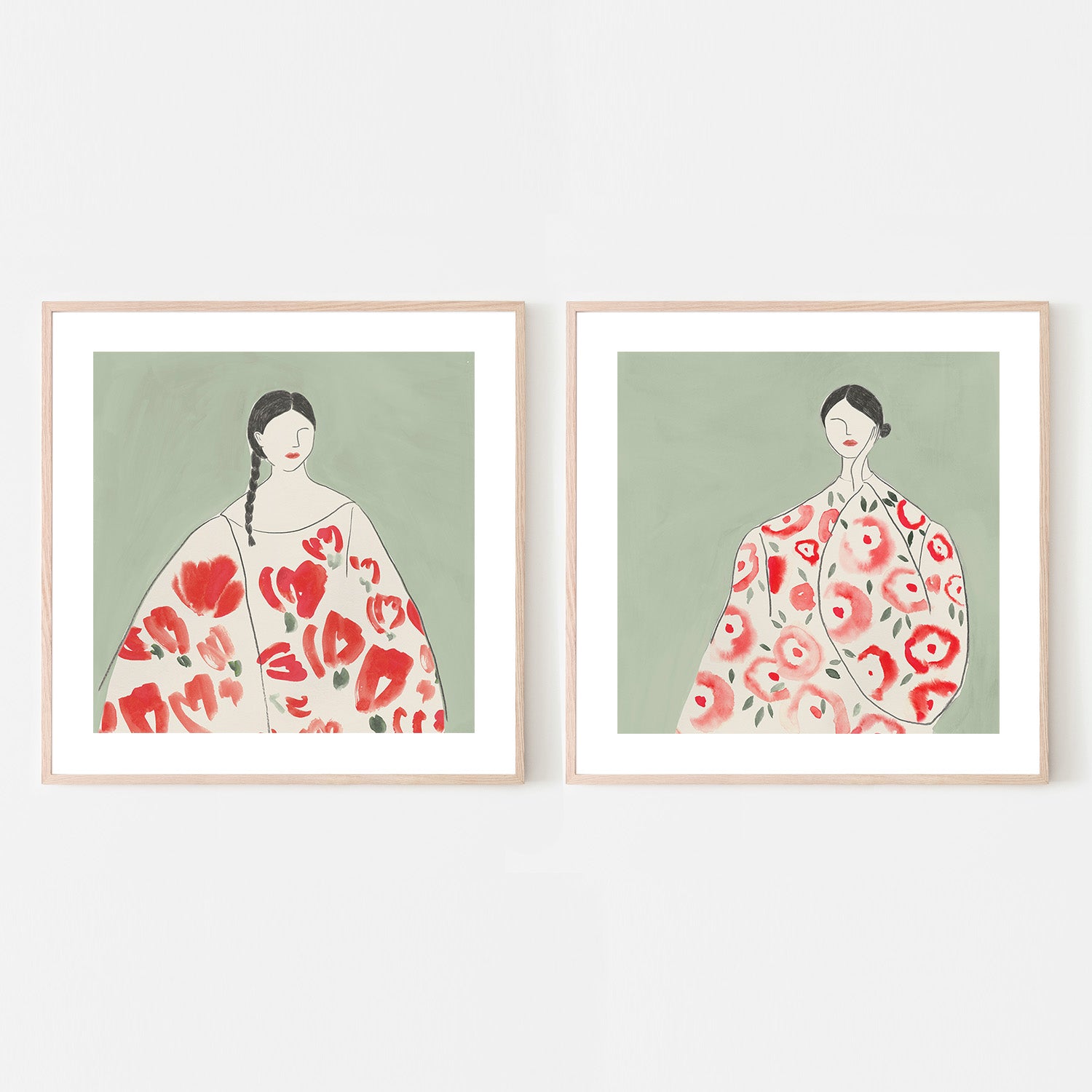 wall-art-print-canvas-poster-framed-Floral Woman, Style A & B, Set Of 2 , By Lily K-6