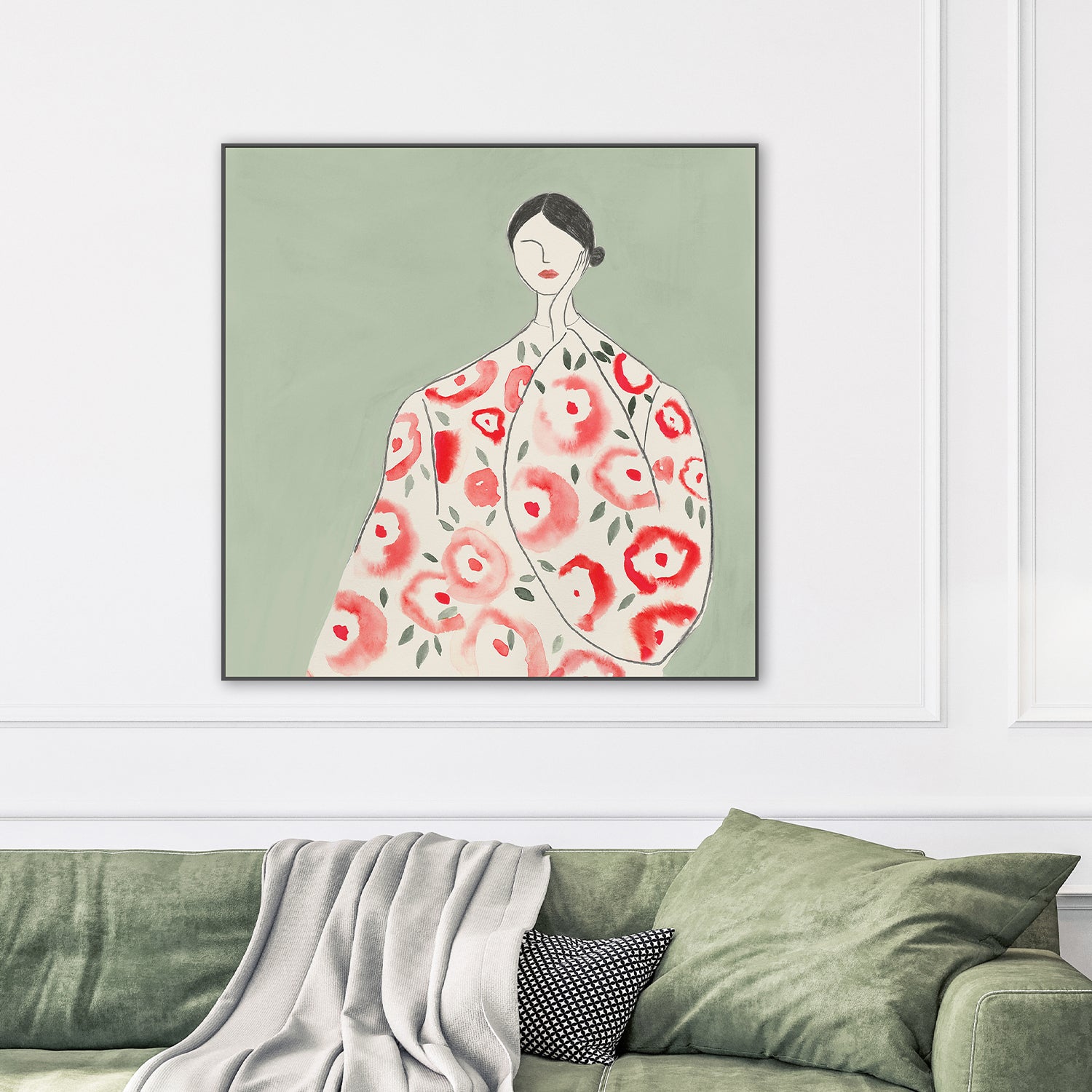 wall-art-print-canvas-poster-framed-Floral Woman, Style B , By Lily K-2
