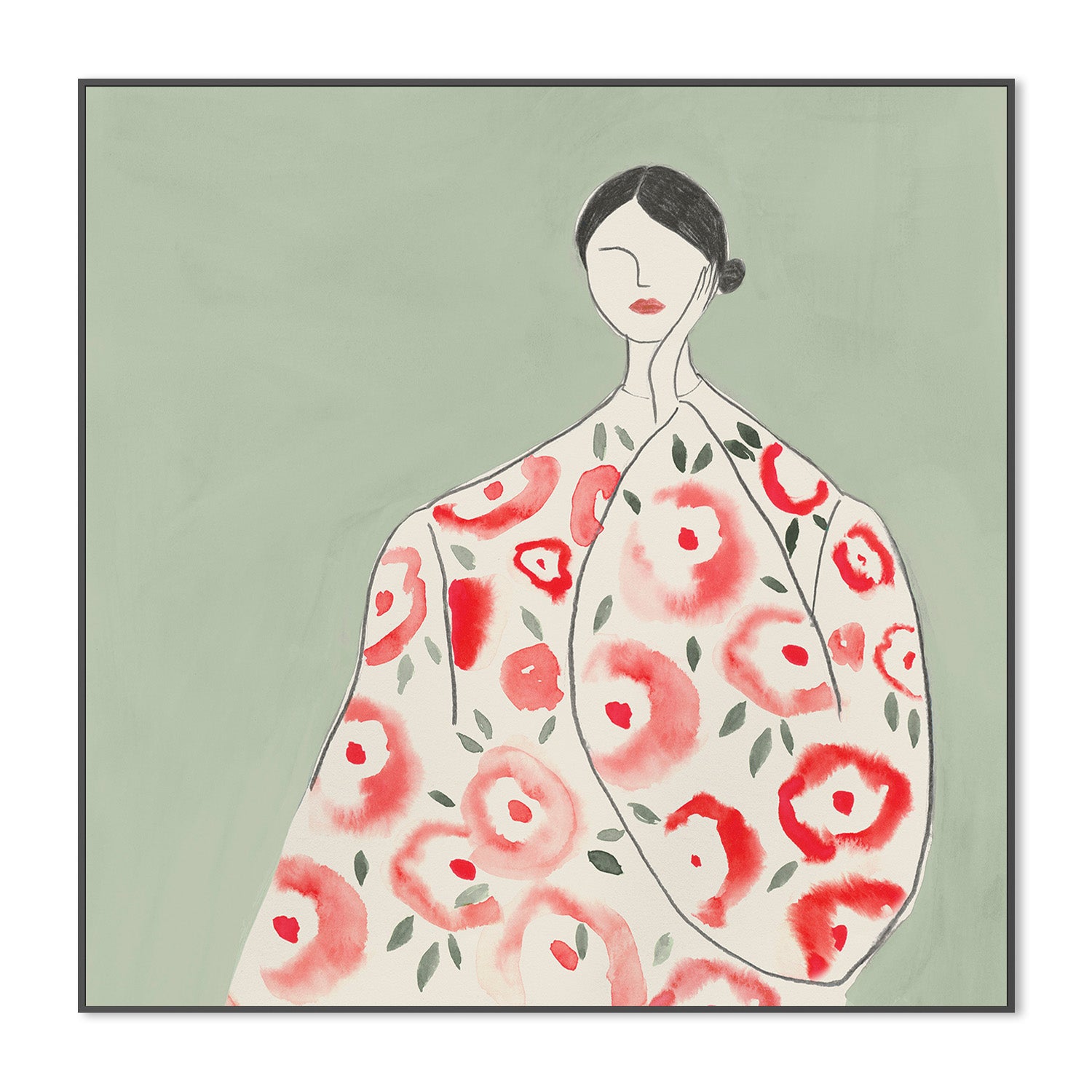 wall-art-print-canvas-poster-framed-Floral Woman, Style B , By Lily K-3