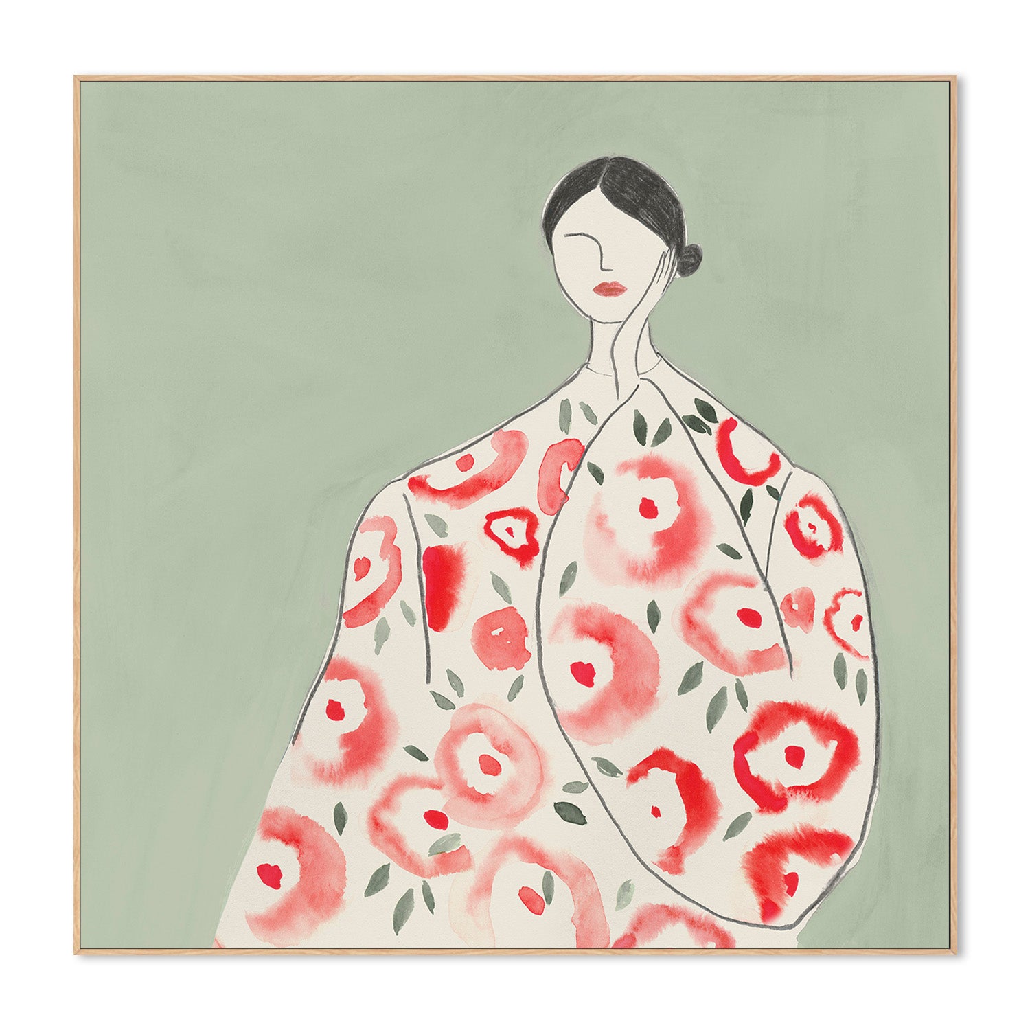wall-art-print-canvas-poster-framed-Floral Woman, Style B , By Lily K-4