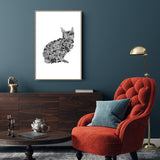 wall-art-print-canvas-poster-framed-Flower Cat, Style C-by-Danushka Abeygoda-Gioia Wall Art