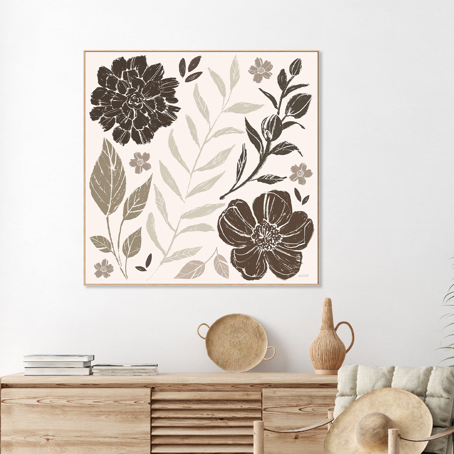 wall-art-print-canvas-poster-framed-Flower Feast, Style A, Brown-2