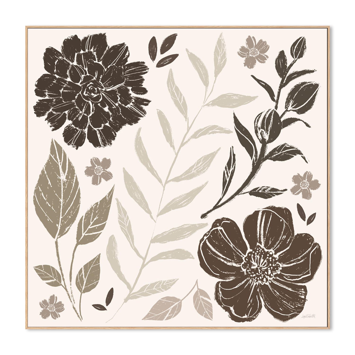wall-art-print-canvas-poster-framed-Flower Feast, Style A, Brown-4