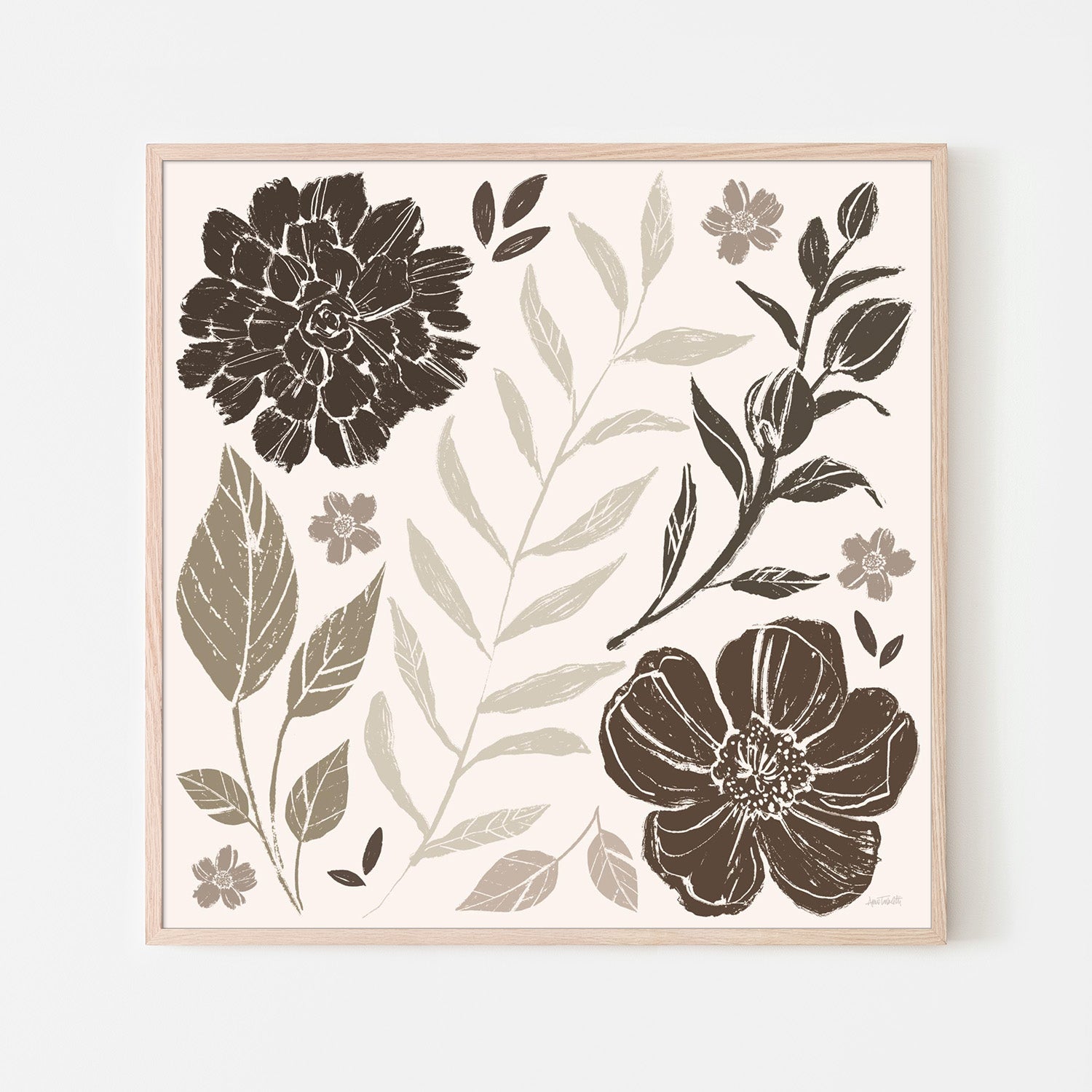 wall-art-print-canvas-poster-framed-Flower Feast, Style A, Brown-6
