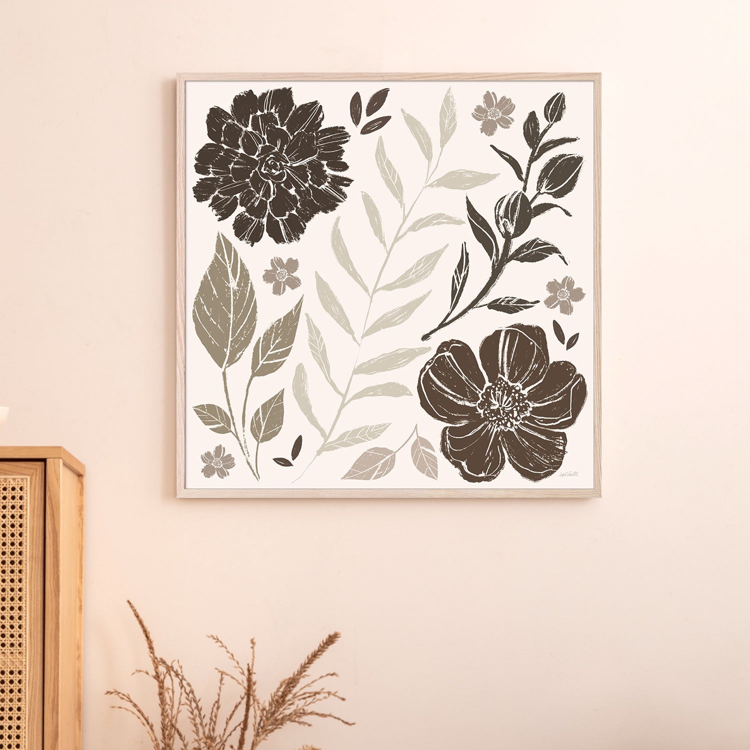 wall-art-print-canvas-poster-framed-Flower Feast, Style A, Brown-7