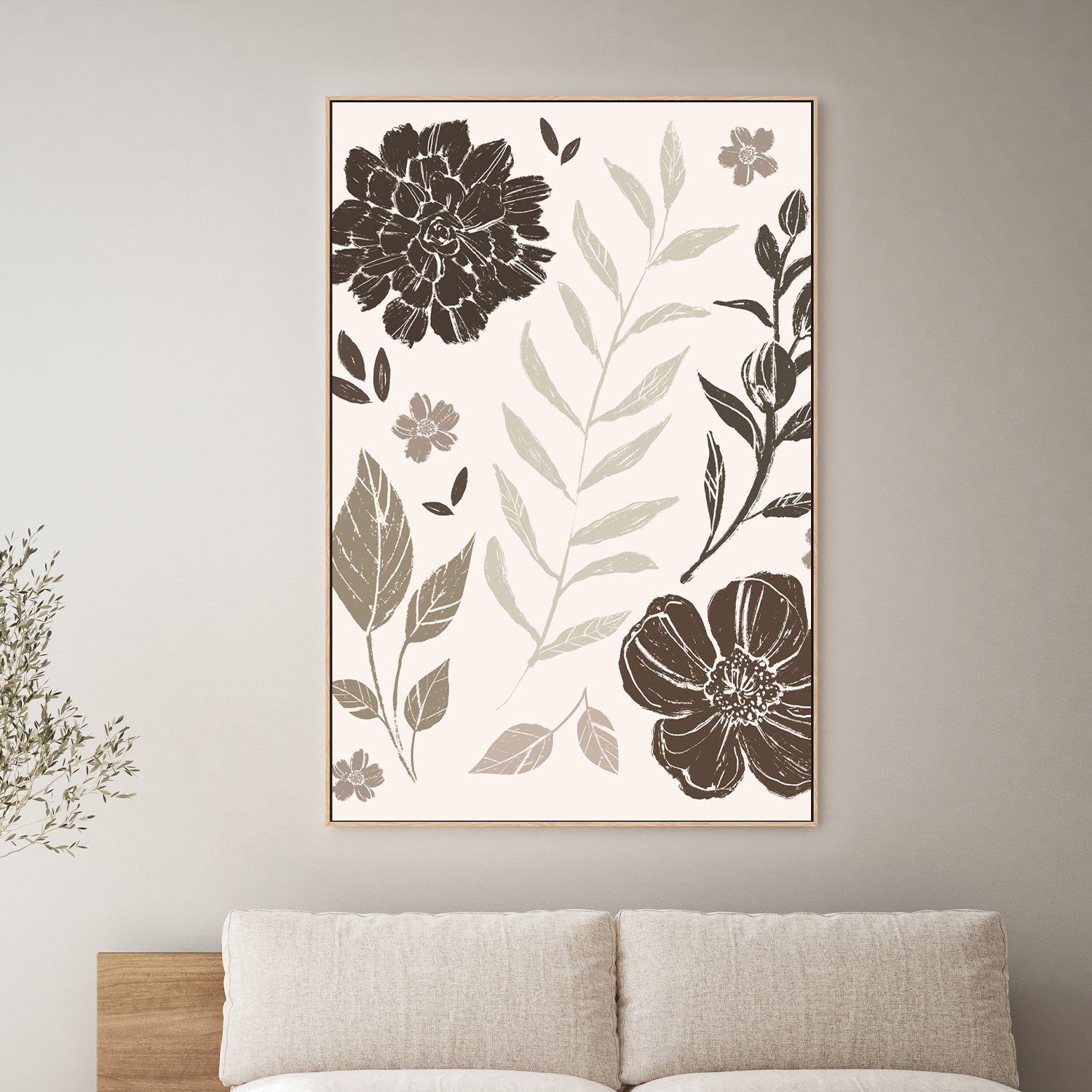 wall-art-print-canvas-poster-framed-Flower Feast, Style A, Brown v2-2