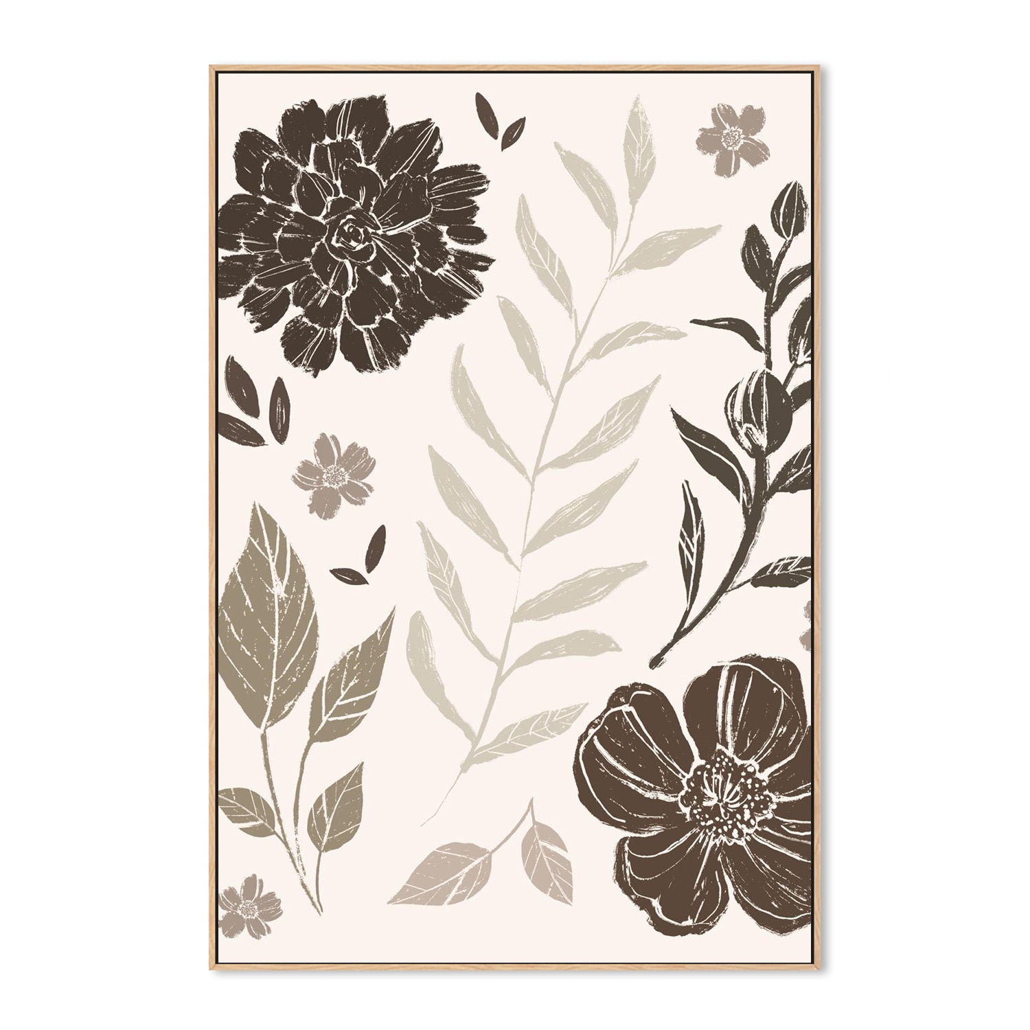 wall-art-print-canvas-poster-framed-Flower Feast, Style A, Brown v2-4