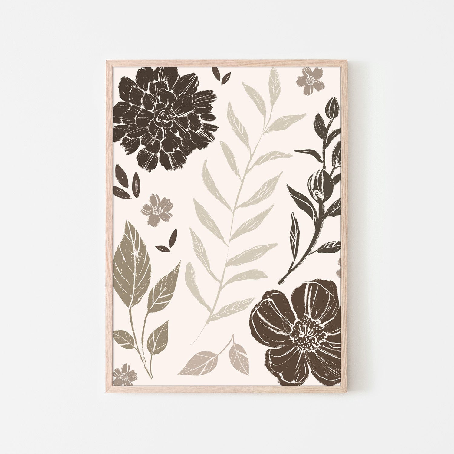 wall-art-print-canvas-poster-framed-Flower Feast, Style A, Brown v2-6