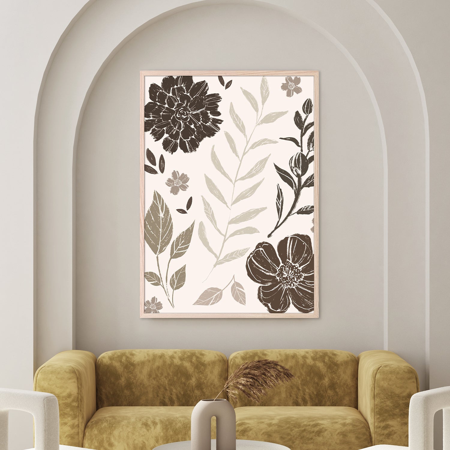 wall-art-print-canvas-poster-framed-Flower Feast, Style A, Brown v2-7