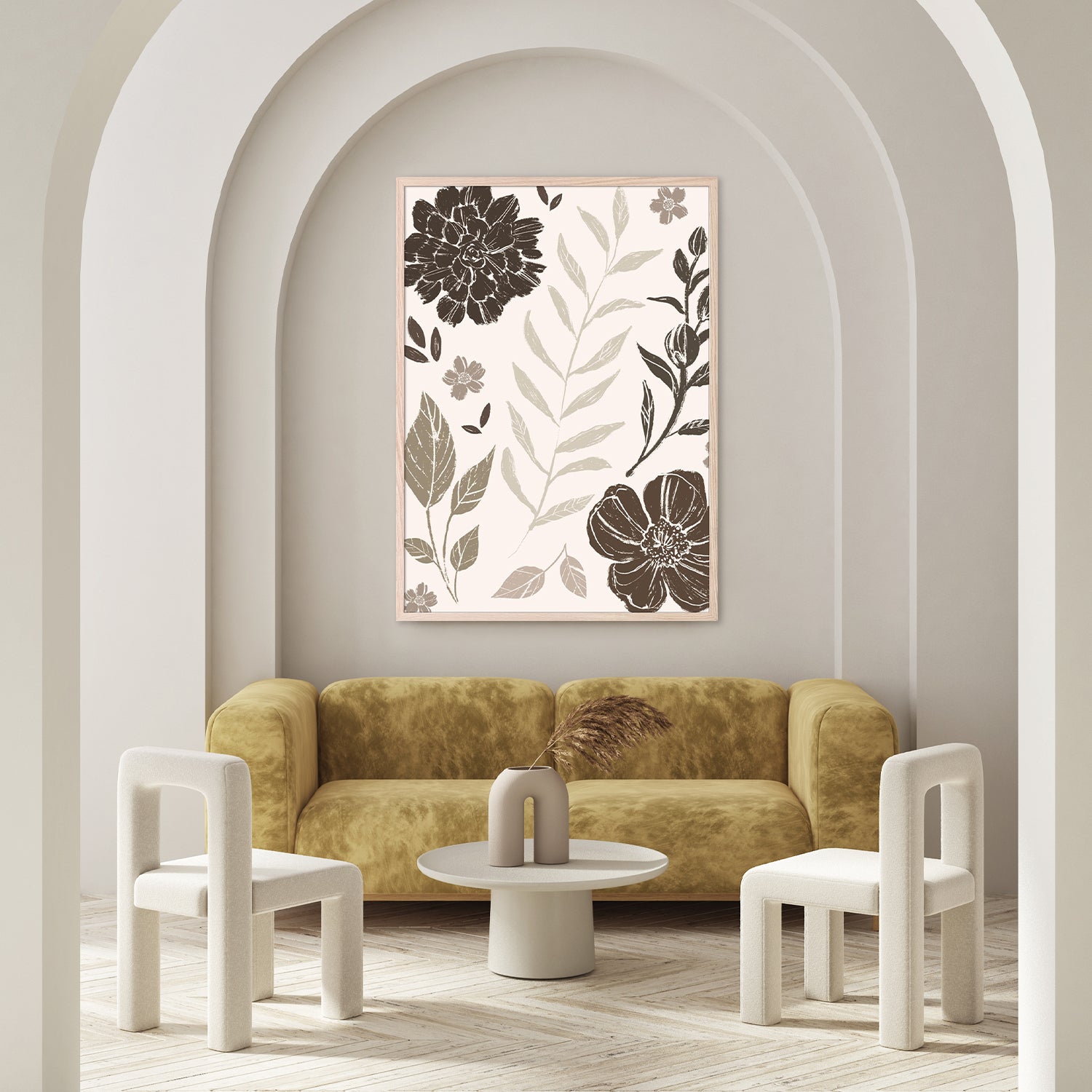 wall-art-print-canvas-poster-framed-Flower Feast, Style A, Brown v2-8
