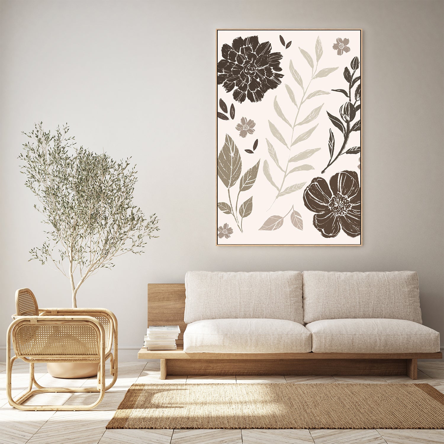 wall-art-print-canvas-poster-framed-Flower Feast, Style A, Brown v2-9