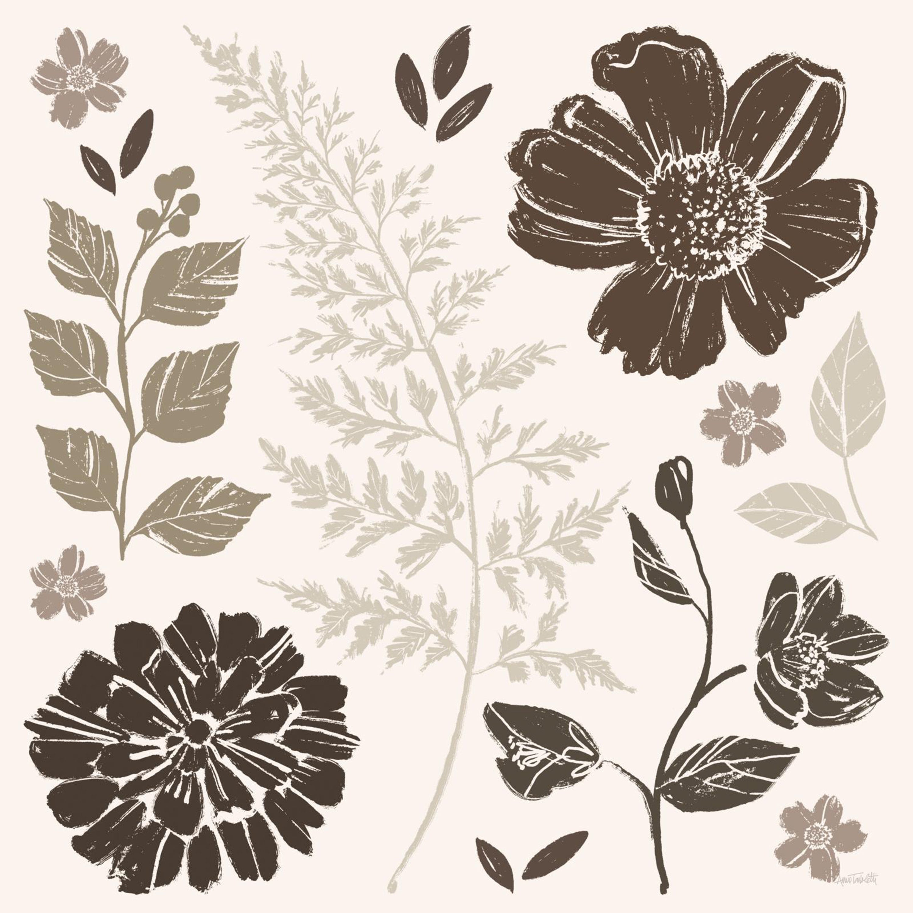 wall-art-print-canvas-poster-framed-Flower Feast, Style B, Brown-1