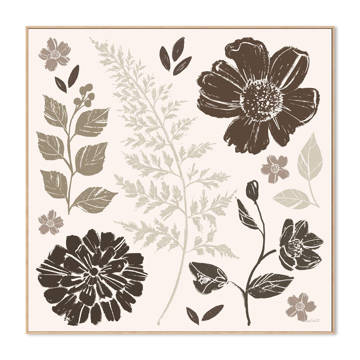 wall-art-print-canvas-poster-framed-Flower Feast, Style B, Brown-4