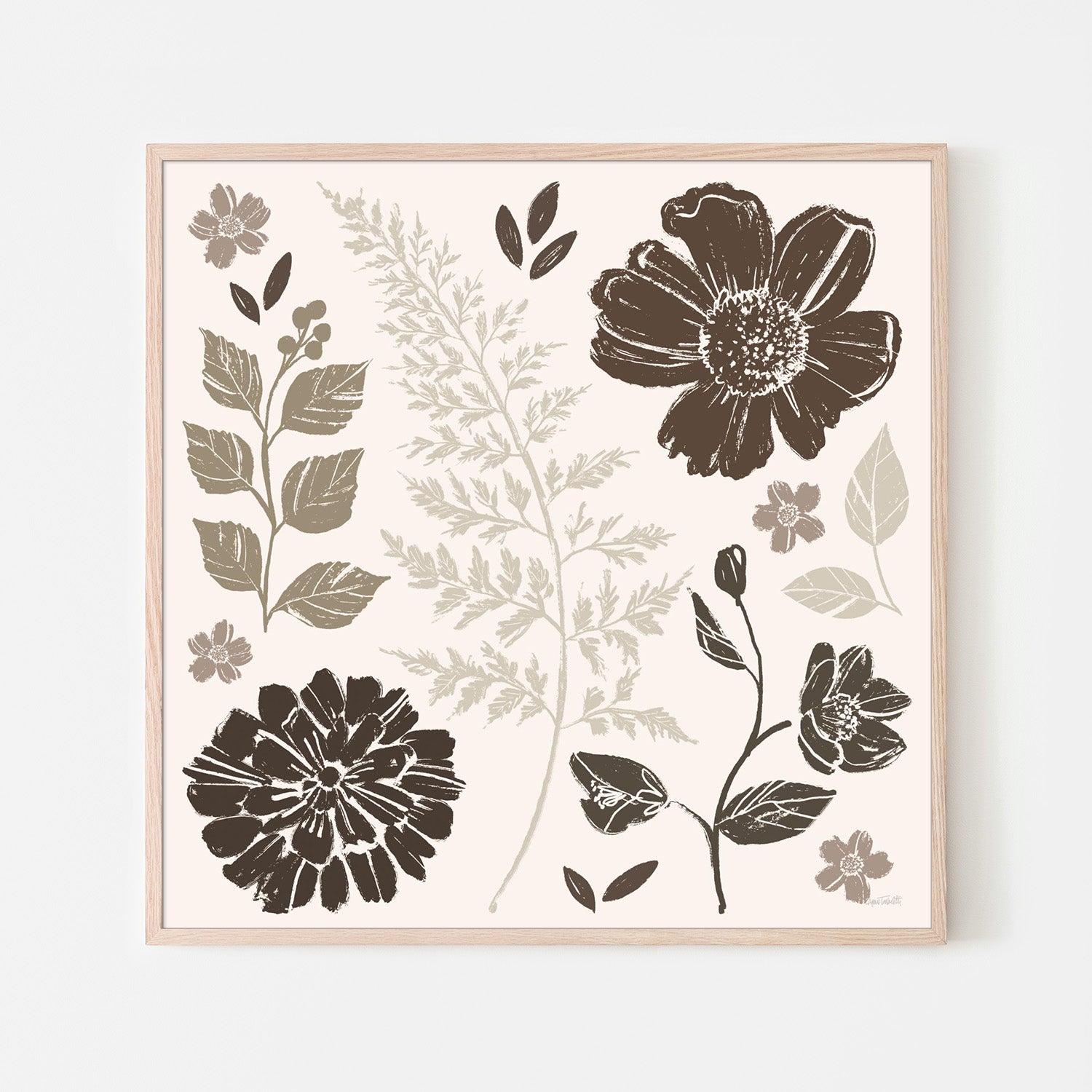 wall-art-print-canvas-poster-framed-Flower Feast, Style B, Brown-6