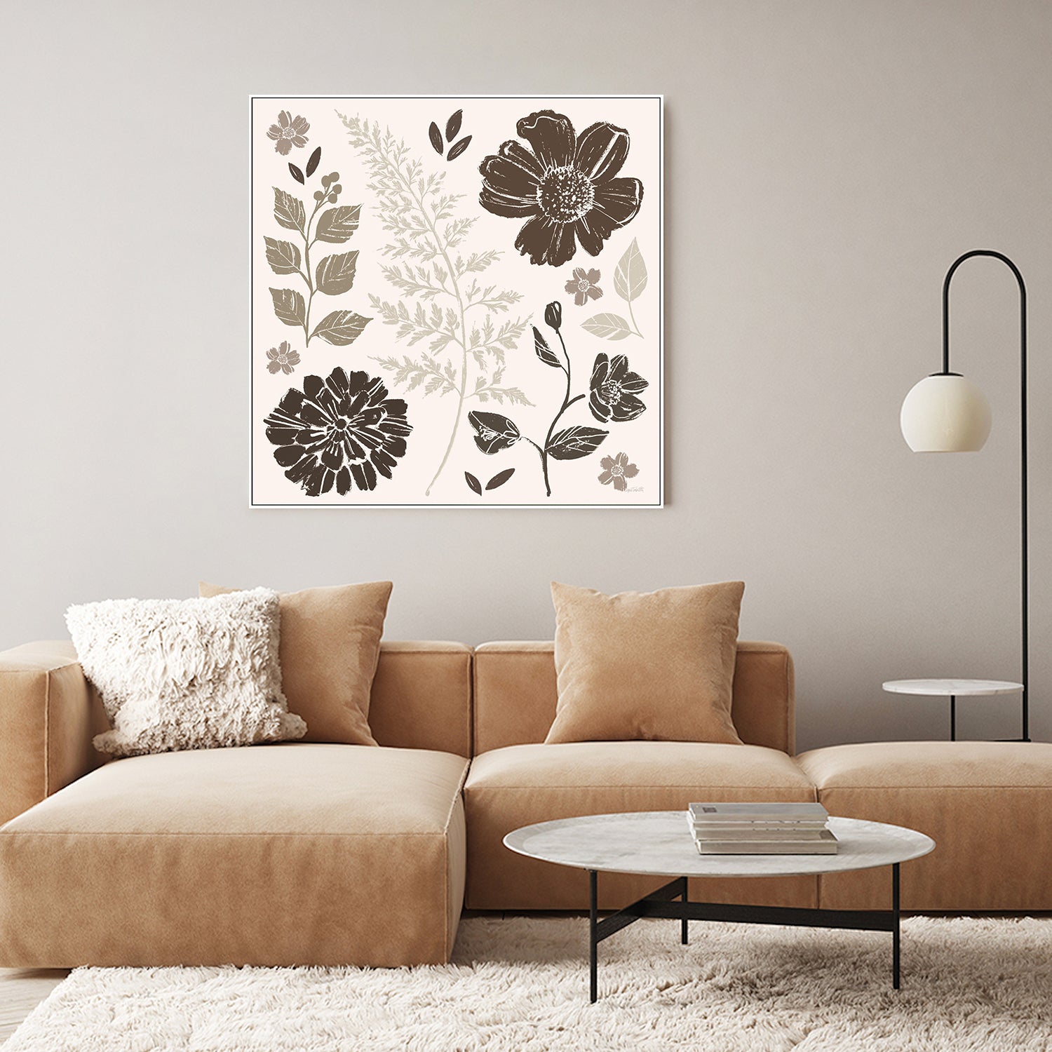 wall-art-print-canvas-poster-framed-Flower Feast, Style B, Brown-9
