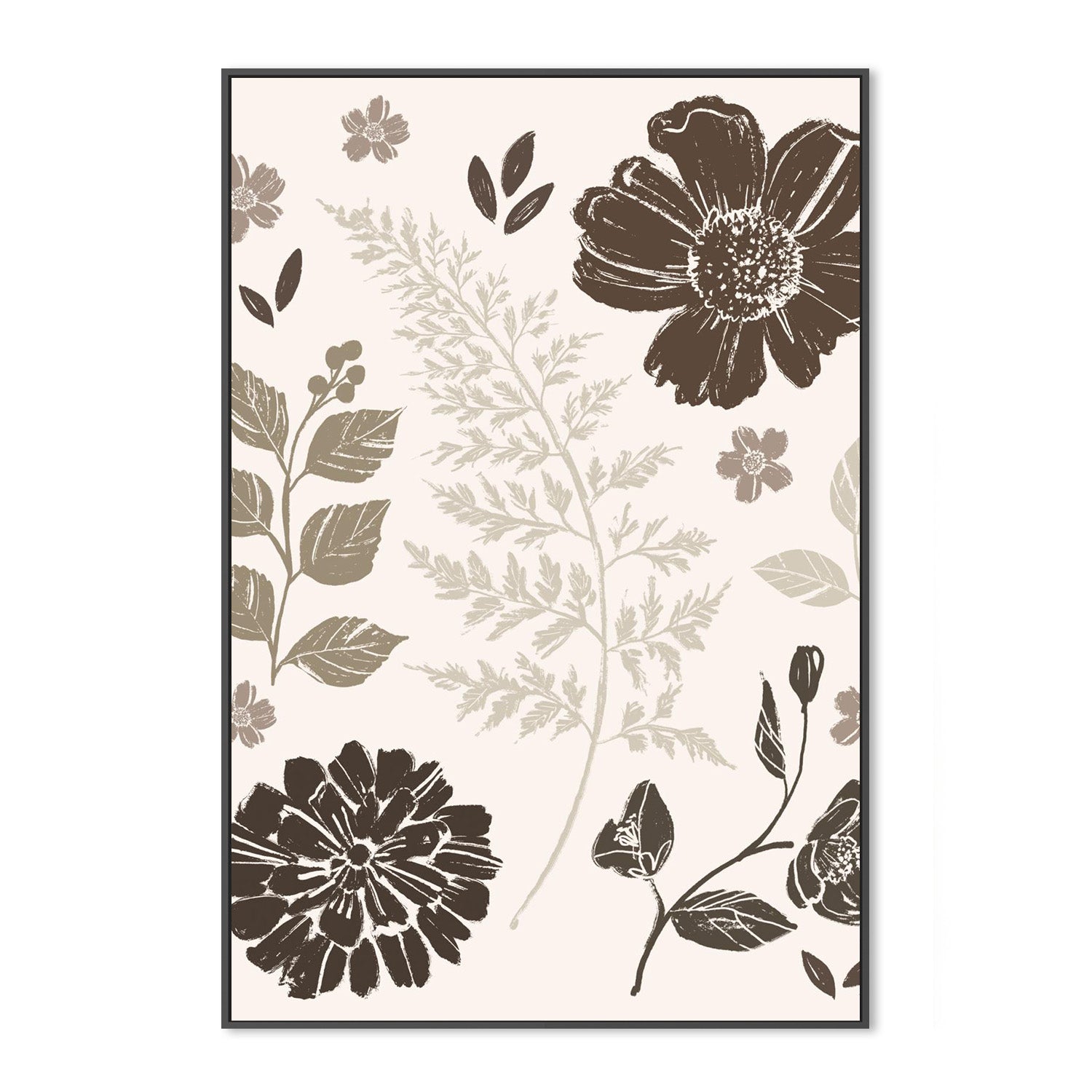 wall-art-print-canvas-poster-framed-Flower Feast , Style B, Brown v2-3