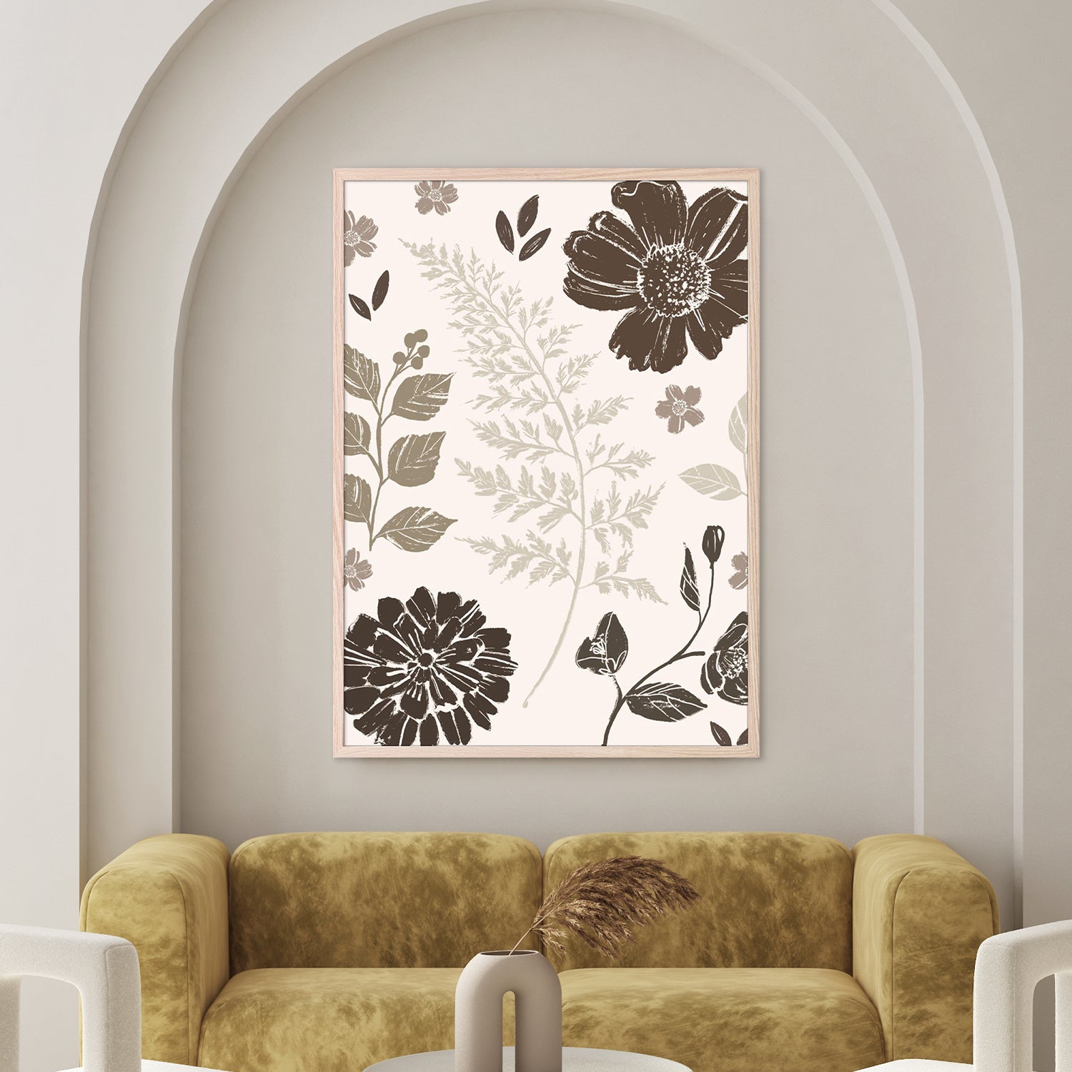 wall-art-print-canvas-poster-framed-Flower Feast , Style B, Brown v2-7