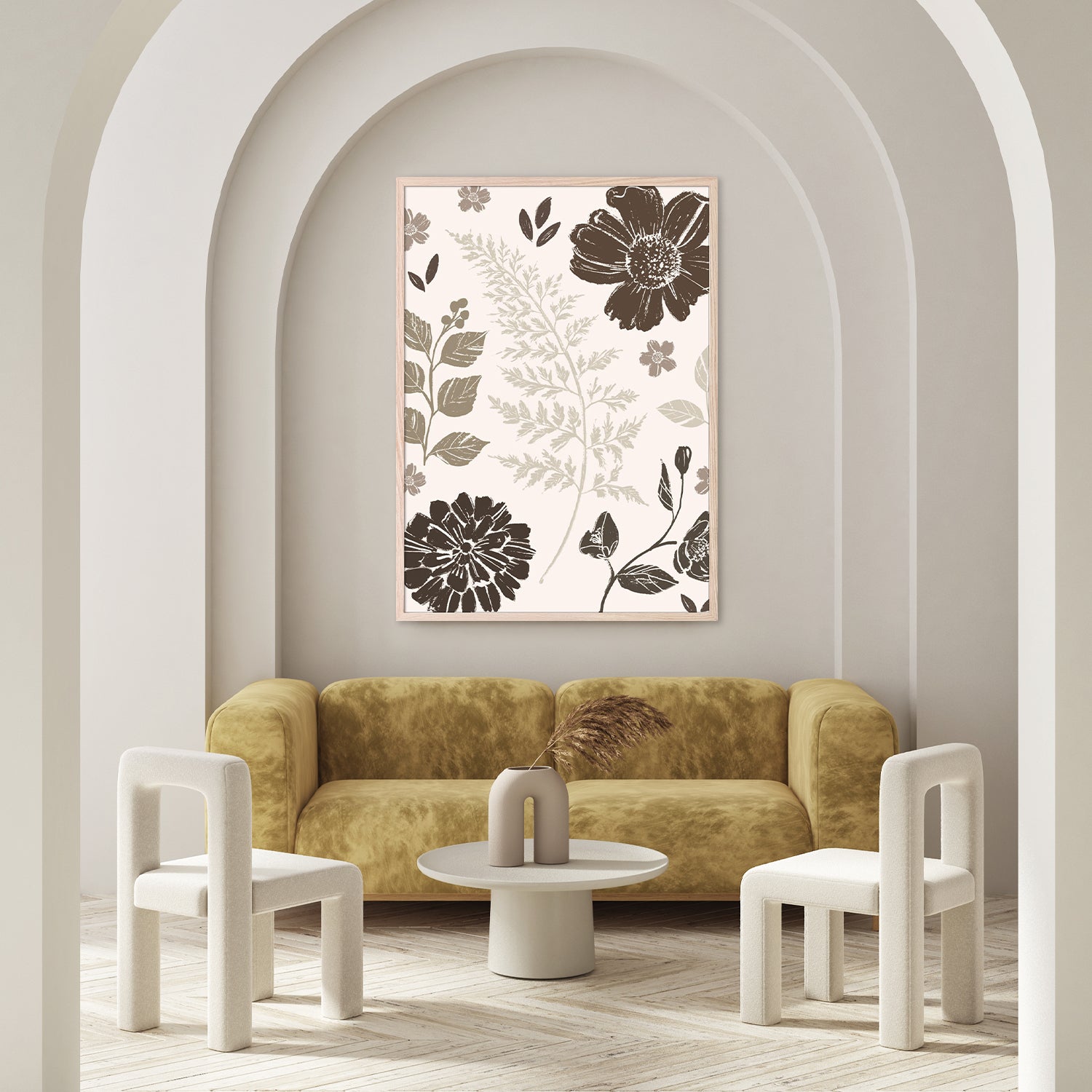 wall-art-print-canvas-poster-framed-Flower Feast , Style B, Brown v2-8