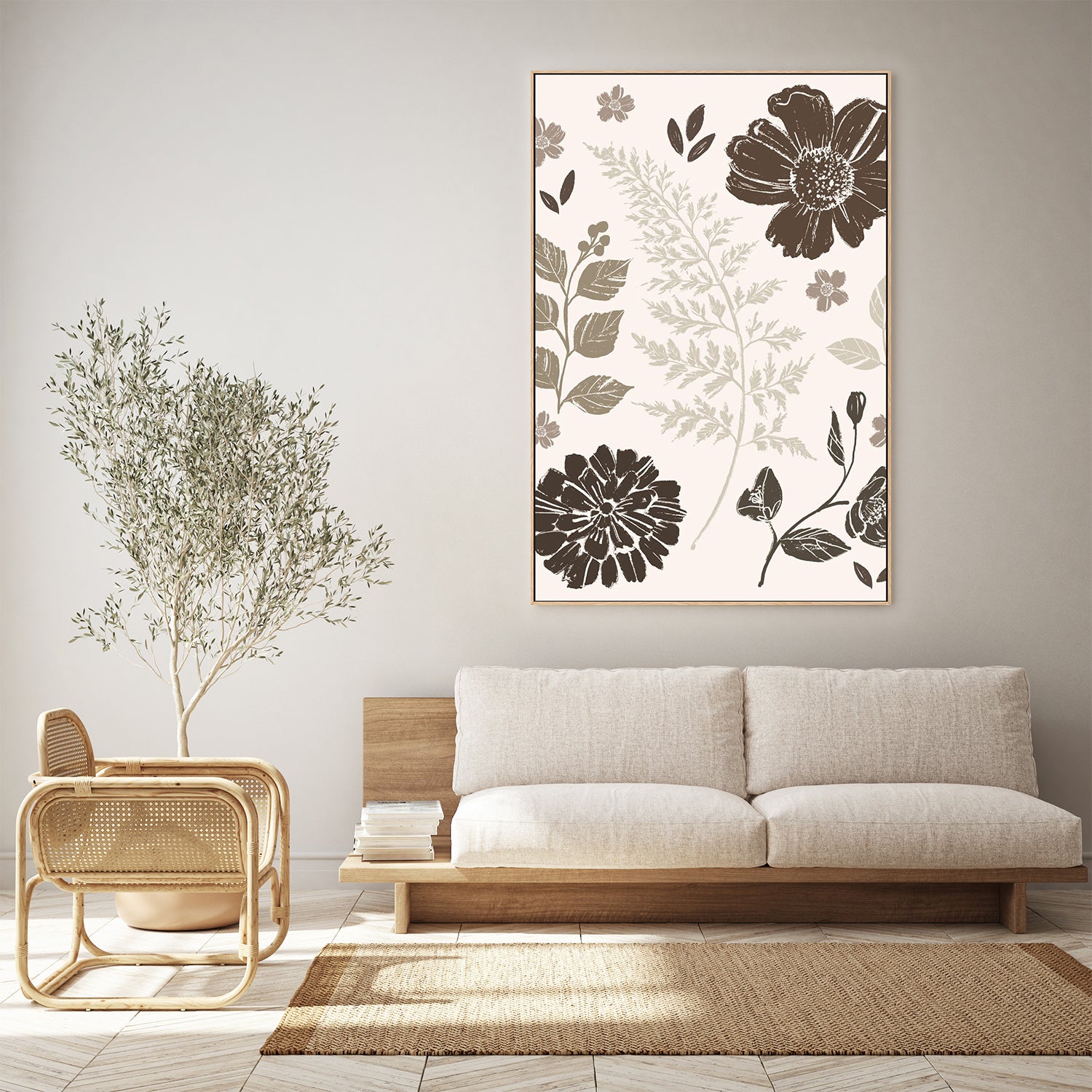 wall-art-print-canvas-poster-framed-Flower Feast , Style B, Brown v2-9