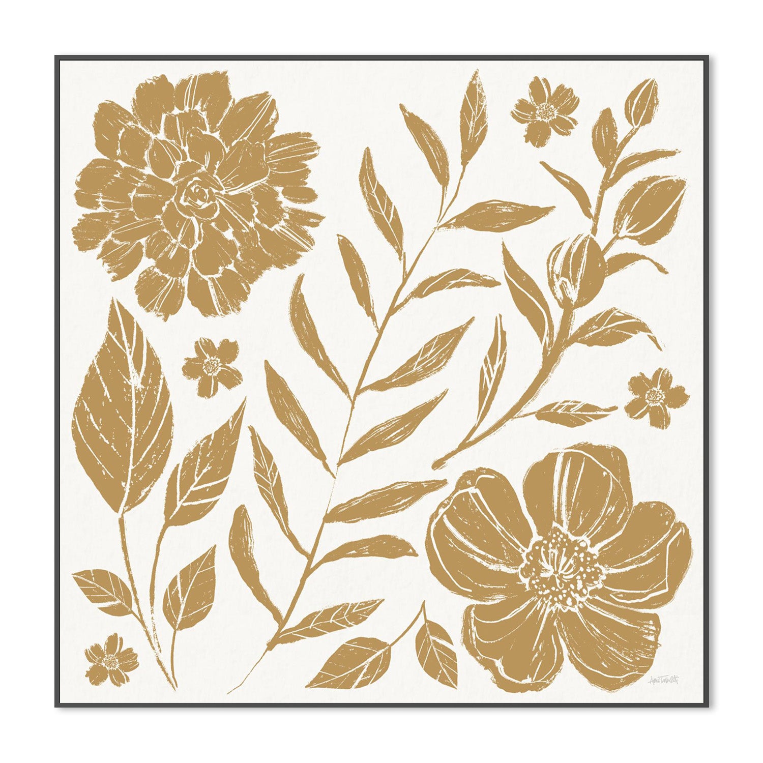 wall-art-print-canvas-poster-framed-Flower Fest, Style A, Mono-3