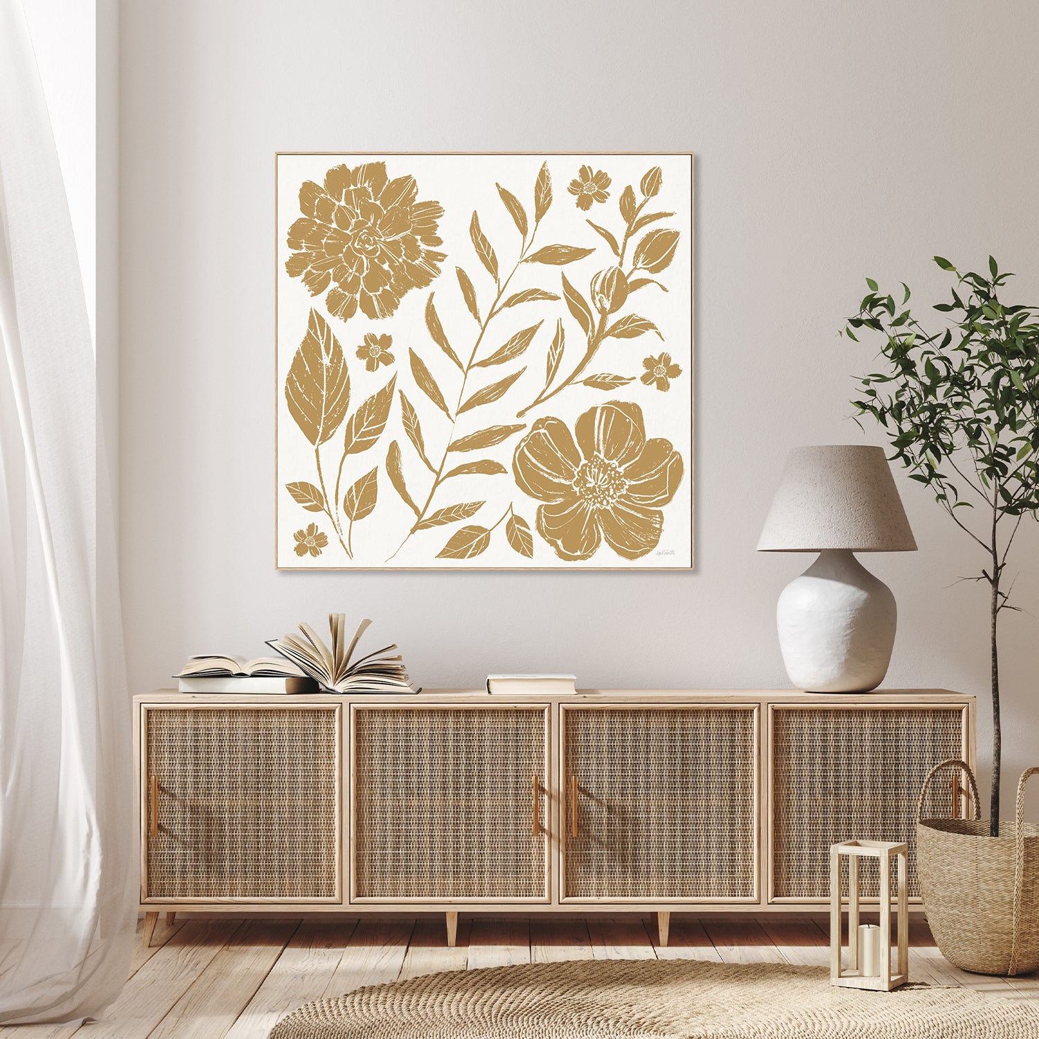 wall-art-print-canvas-poster-framed-Flower Fest, Style A, Mono-9
