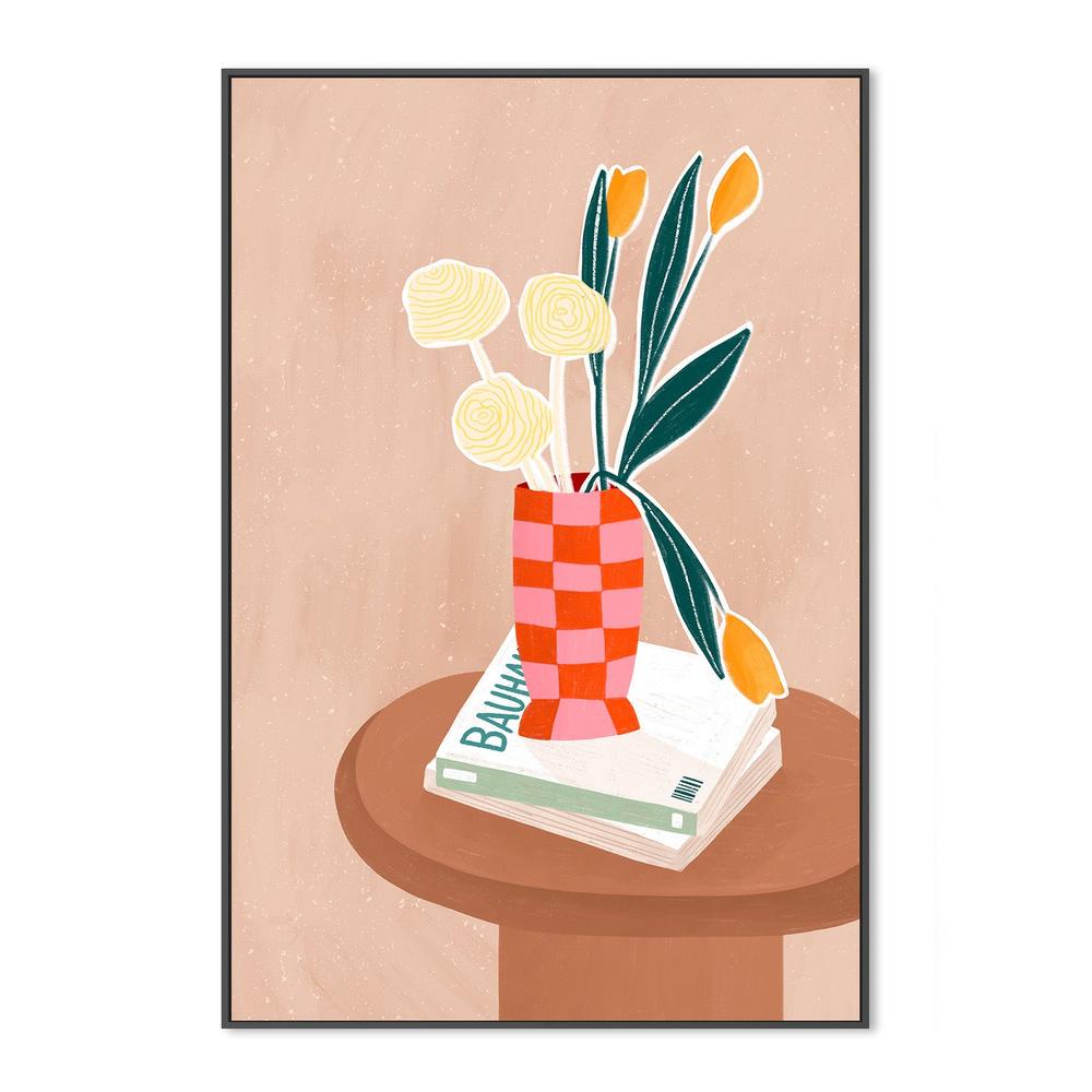 wall-art-print-canvas-poster-framed-Flower With a Checkered Red Vase-3
