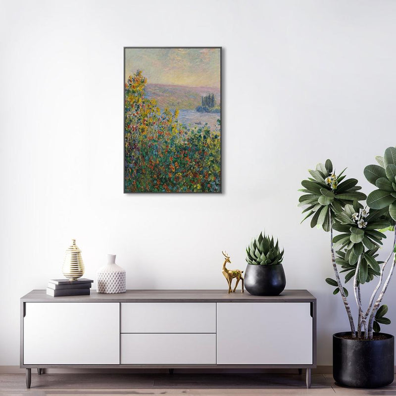 wall-art-print-canvas-poster-framed-Flowers Beds At Vetheuil, By Monet-by-Gioia Wall Art-Gioia Wall Art