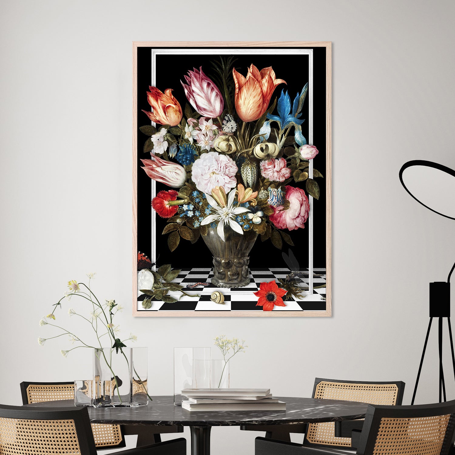wall-art-print-canvas-poster-framed-Flowers In a Glass Vase-the Remix-2