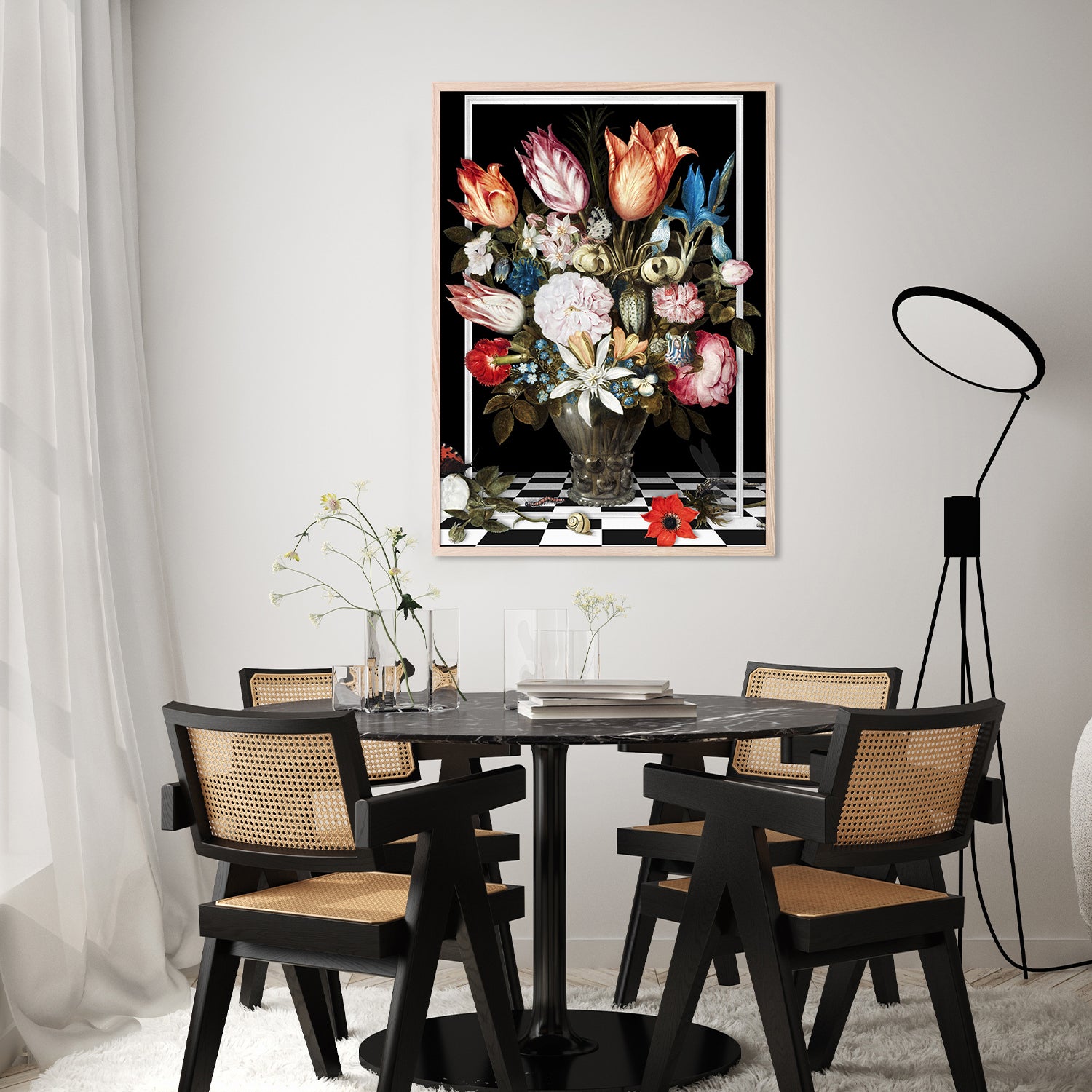 wall-art-print-canvas-poster-framed-Flowers In a Glass Vase-the Remix-9