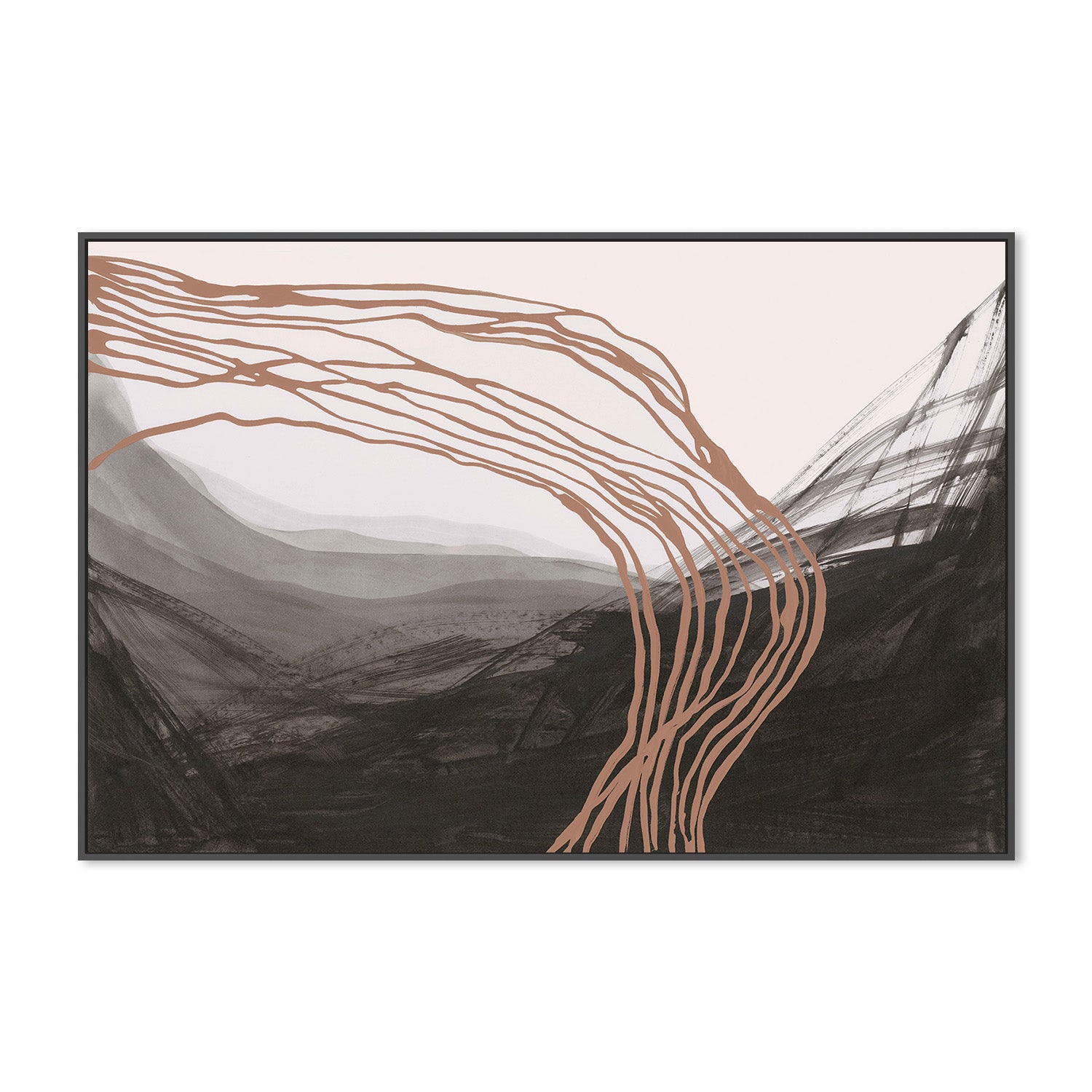wall-art-print-canvas-poster-framed-Flowing Lines Over Dark Landscape-3