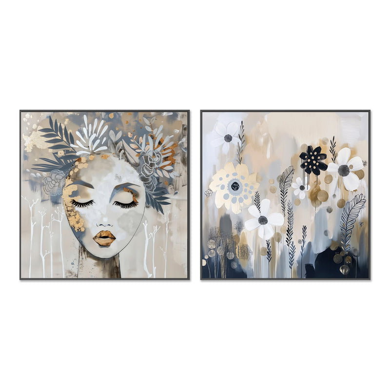 wall-art-print-canvas-poster-framed-Fluer, Style A & B, Set Of 2 , By Bella Eve-3