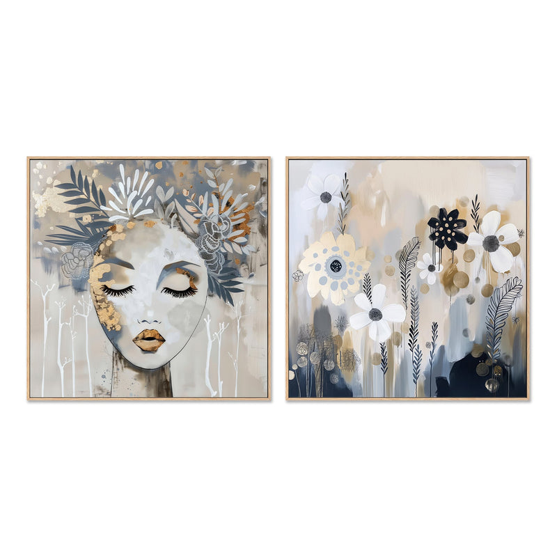 wall-art-print-canvas-poster-framed-Fluer, Style A & B, Set Of 2 , By Bella Eve-4