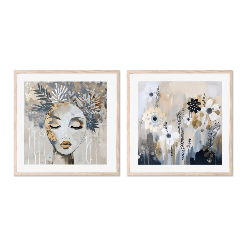 wall-art-print-canvas-poster-framed-Fluer, Style A & B, Set Of 2 , By Bella Eve-6