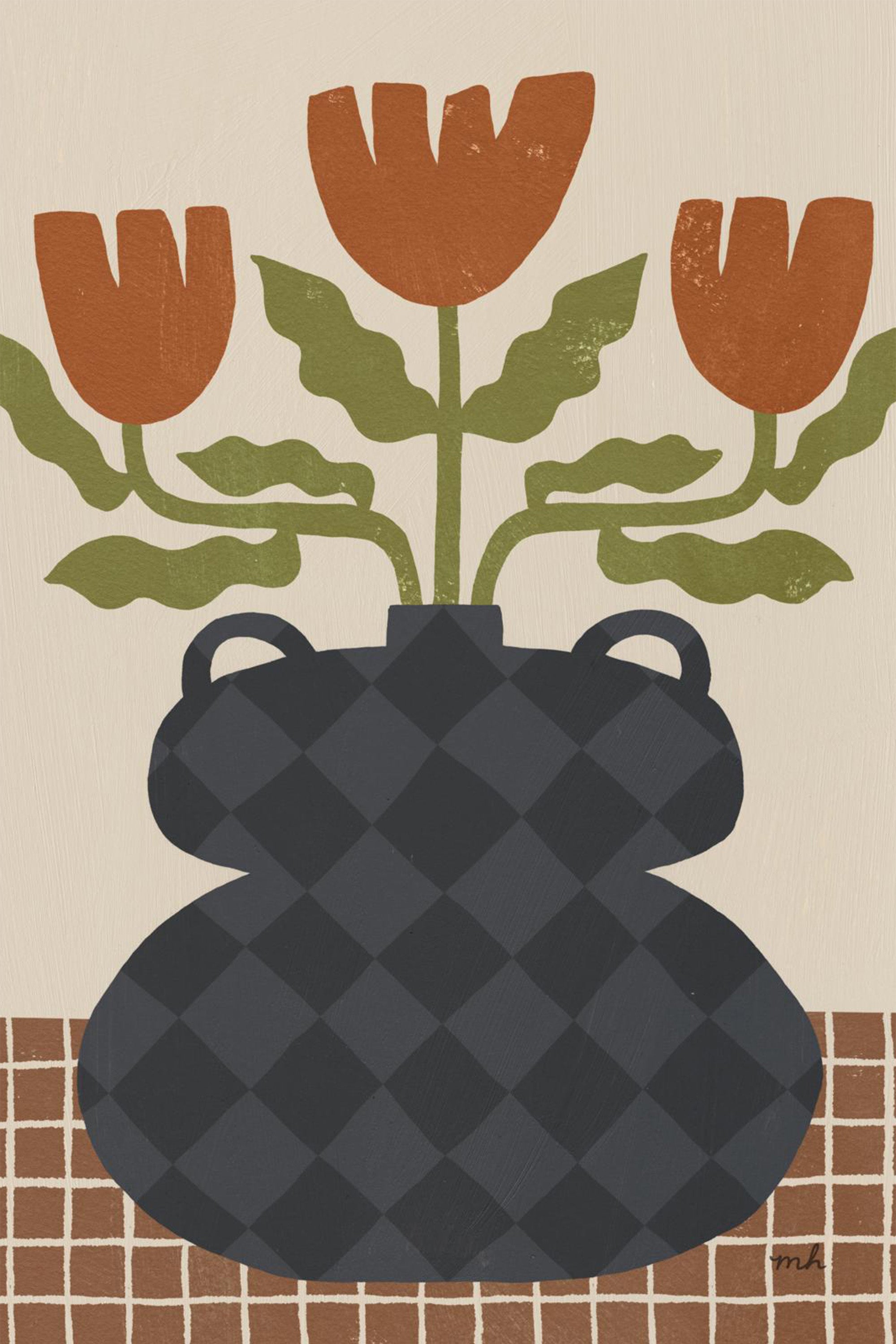 wall-art-print-canvas-poster-framed-Folk Floral, Style A-1