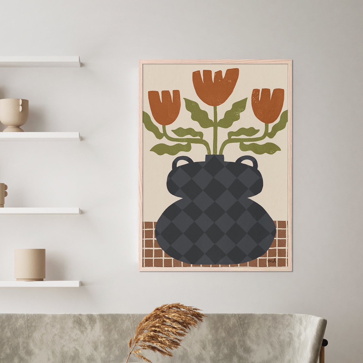 wall-art-print-canvas-poster-framed-Folk Floral, Style A-7