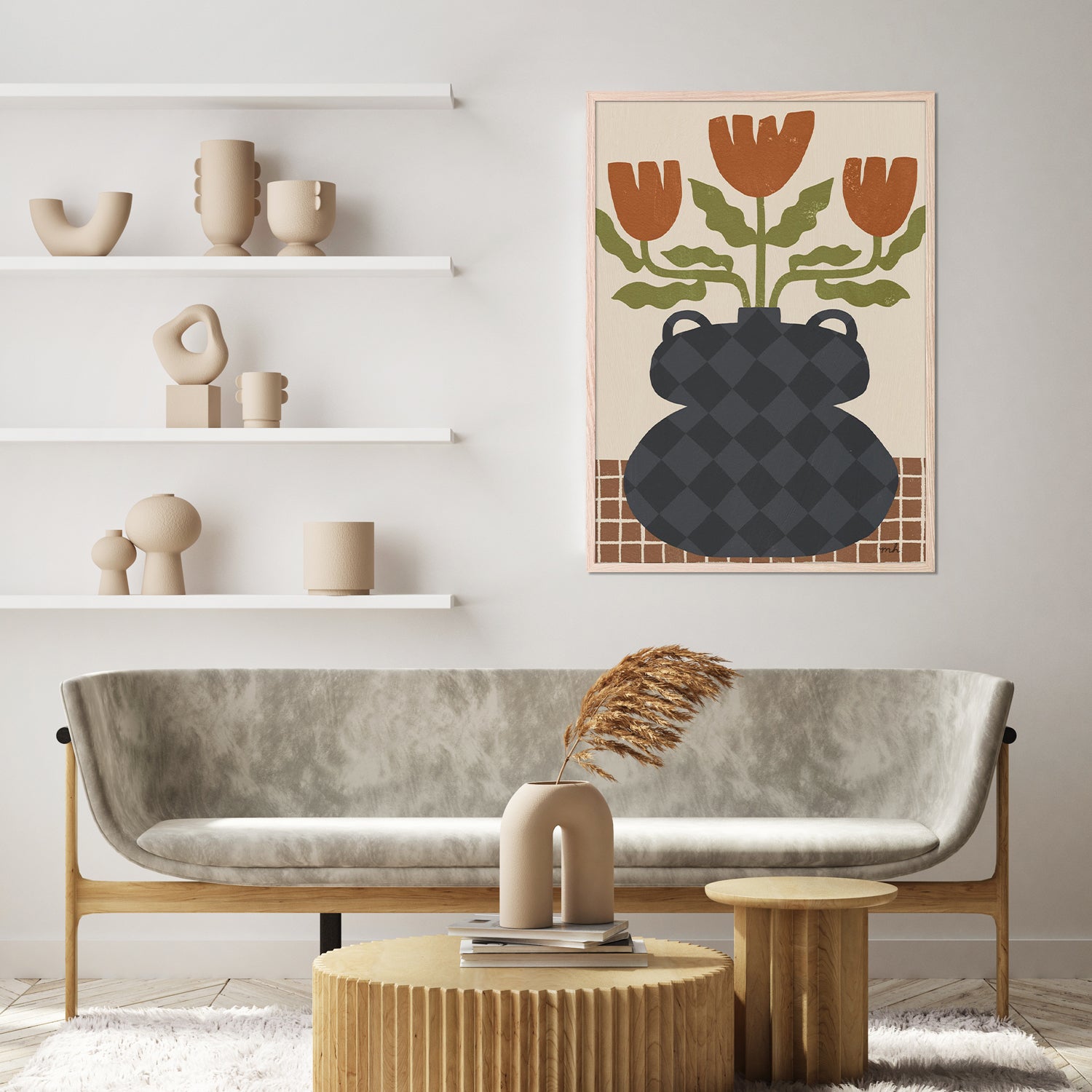 wall-art-print-canvas-poster-framed-Folk Floral, Style A-8