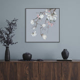 wall-art-print-canvas-poster-framed-Forcasting Spring, Magnolia And Peach Blossom In Blue Background, Style A-by-Gioia Wall Art-Gioia Wall Art