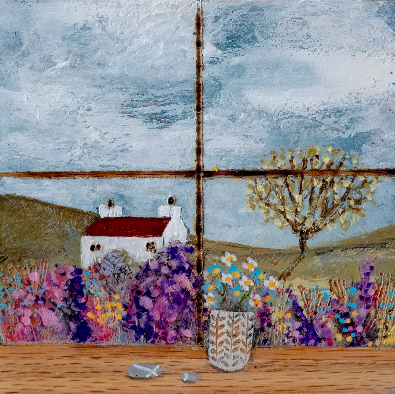 wall-art-print-canvas-poster-framed-Forget Me Nots , By Louise O'hara-1