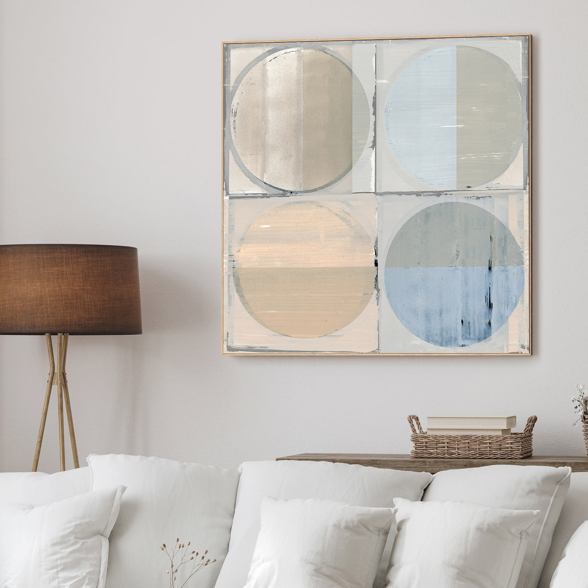 wall-art-print-canvas-poster-framed-Four Circles and Squares Art Print , Style A-2