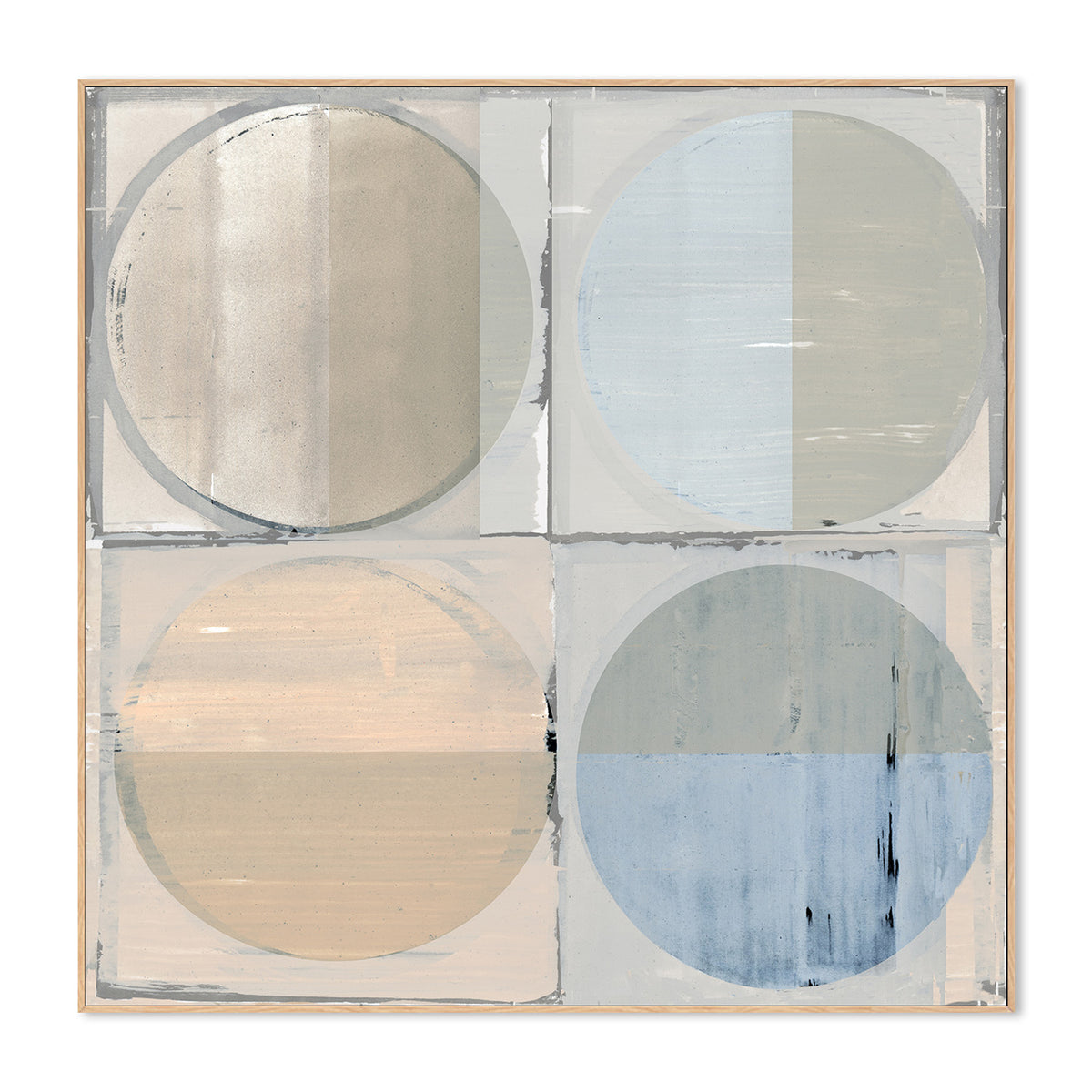 wall-art-print-canvas-poster-framed-Four Circles and Squares Art Print , Style A-4