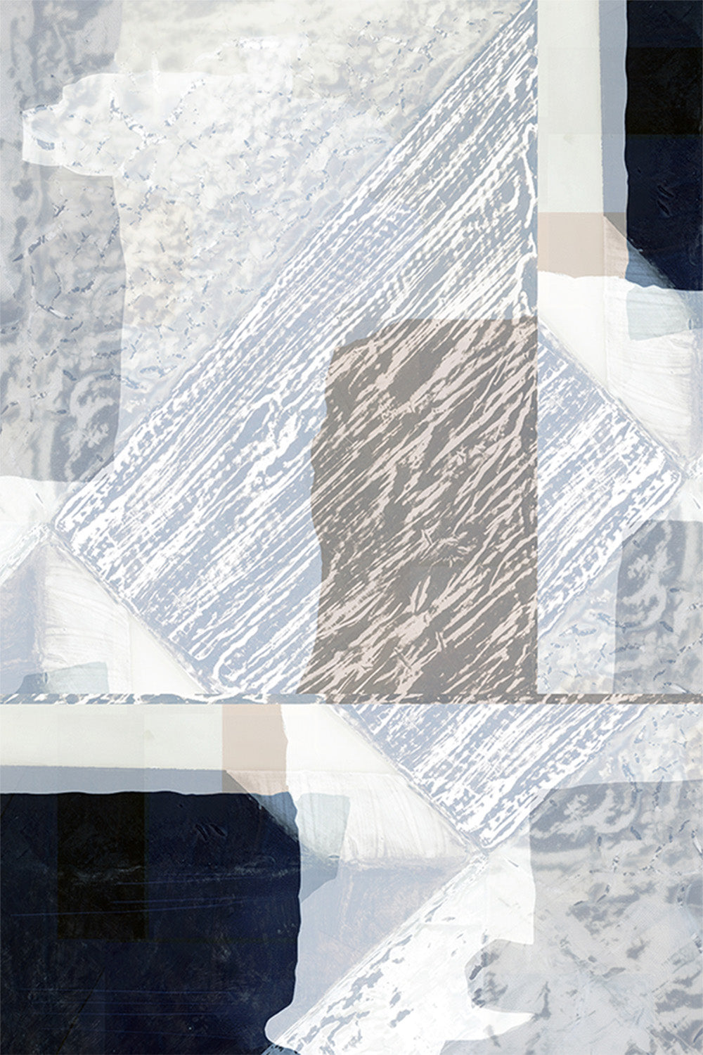 wall-art-print-canvas-poster-framed-Fragmented Form in White, Style B-1