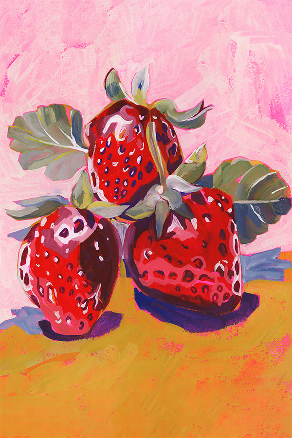 wall-art-print-canvas-poster-framed-Fresh Paintainly Strawberries-1