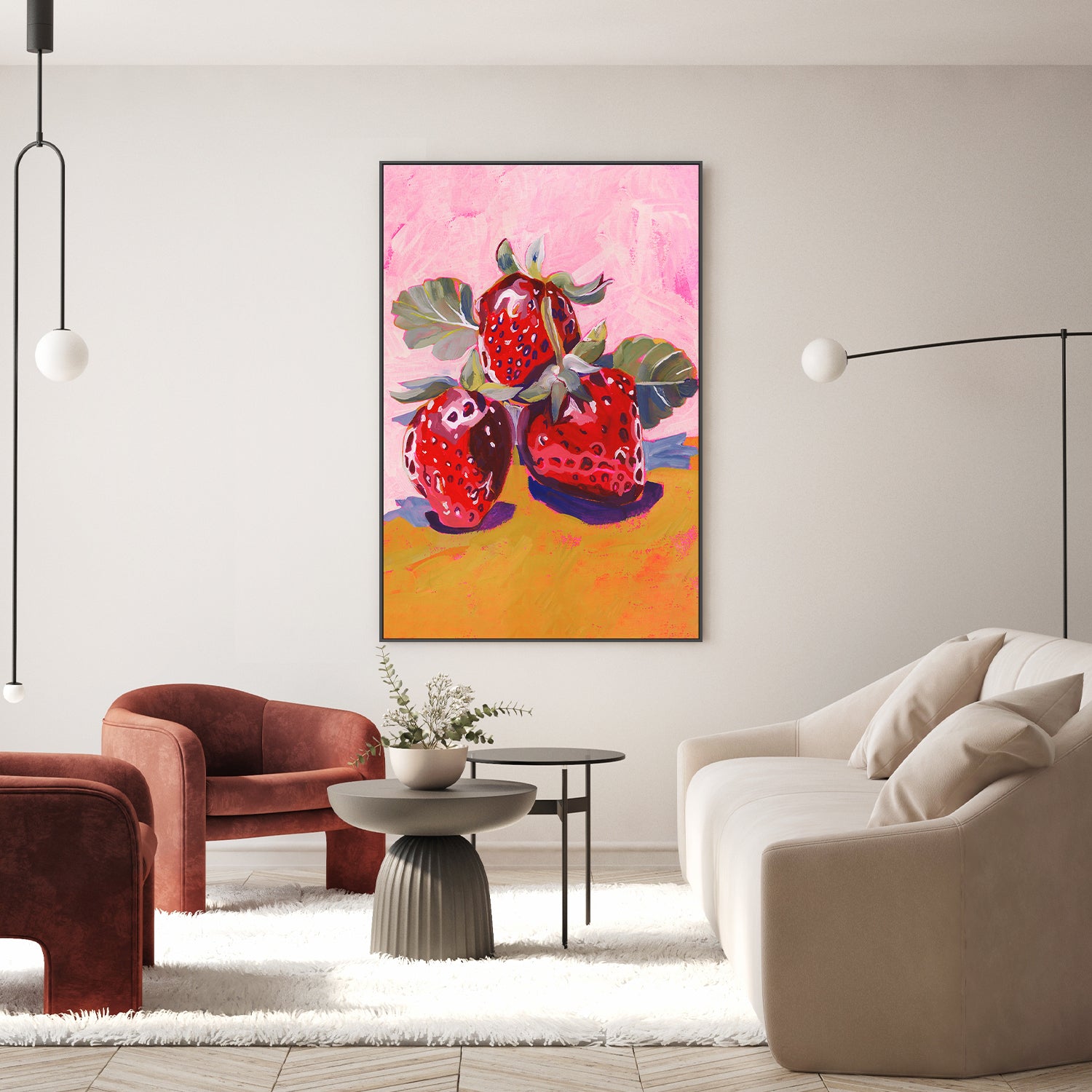wall-art-print-canvas-poster-framed-Fresh Paintainly Strawberries-7
