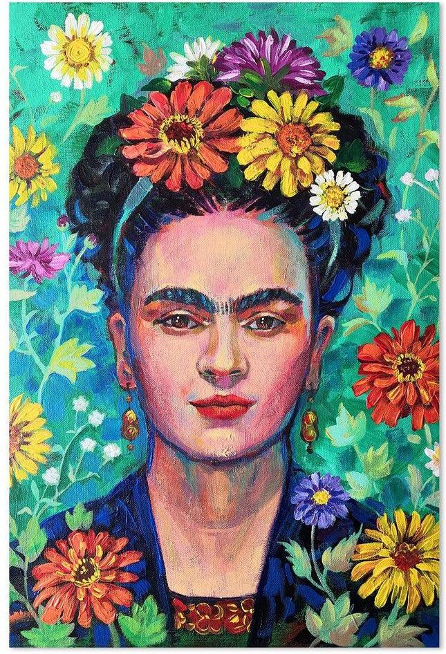 wall-art-print-canvas-poster-framed-Frida Kahlo Floral Portrait, Style A-by-Ekaterina Prisich-Gioia Wall Art
