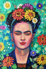 wall-art-print-canvas-poster-framed-Frida Kahlo Floral Portrait, Style A-by-Ekaterina Prisich-Gioia Wall Art
