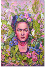 wall-art-print-canvas-poster-framed-Frida Kahlo Floral Portrait, Style C-by-Ekaterina Prisich-Gioia Wall Art